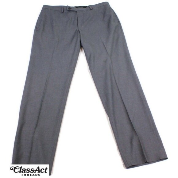 Calvin Klein Dress Pants Gray Polyester Blend Stretch Flat Fronts Tag Sz 34 X 32 - Picture 3 of 4